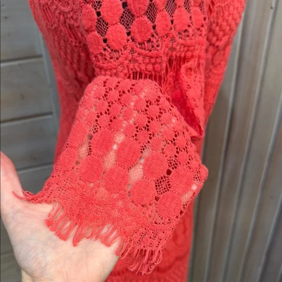 Ronni Nicole Orange Sheath Dress with Bell Sleeves - Picture 2 of 5